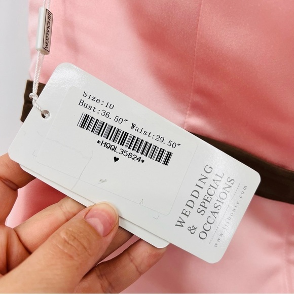 JJ’s House Wedding/Bridal/Special Occasion Sweetheart Dress Pink/Brown Bow Sz 10 - Picture 5 of 5